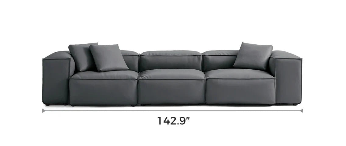 Cube Modular Dark Gray Genuine Leather Sofa