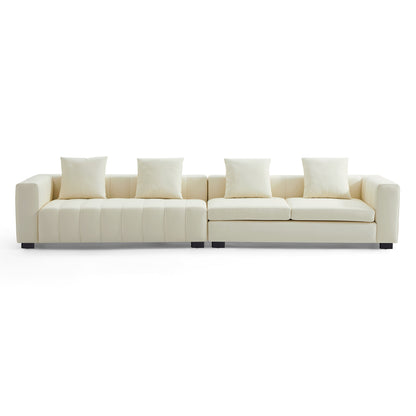 Piano Beige Leather Sofa-Beige