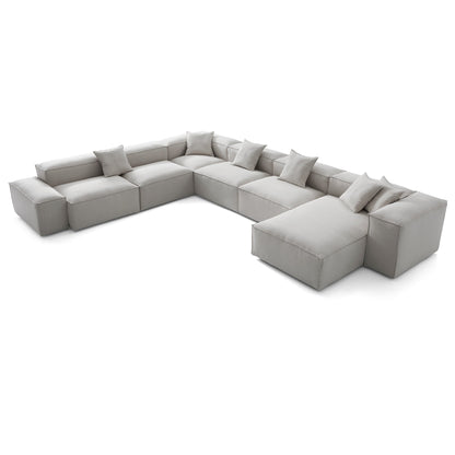 Freedom Modular Gray U Shaped Sectional Sofa-Gray-177.2"-Low & High
