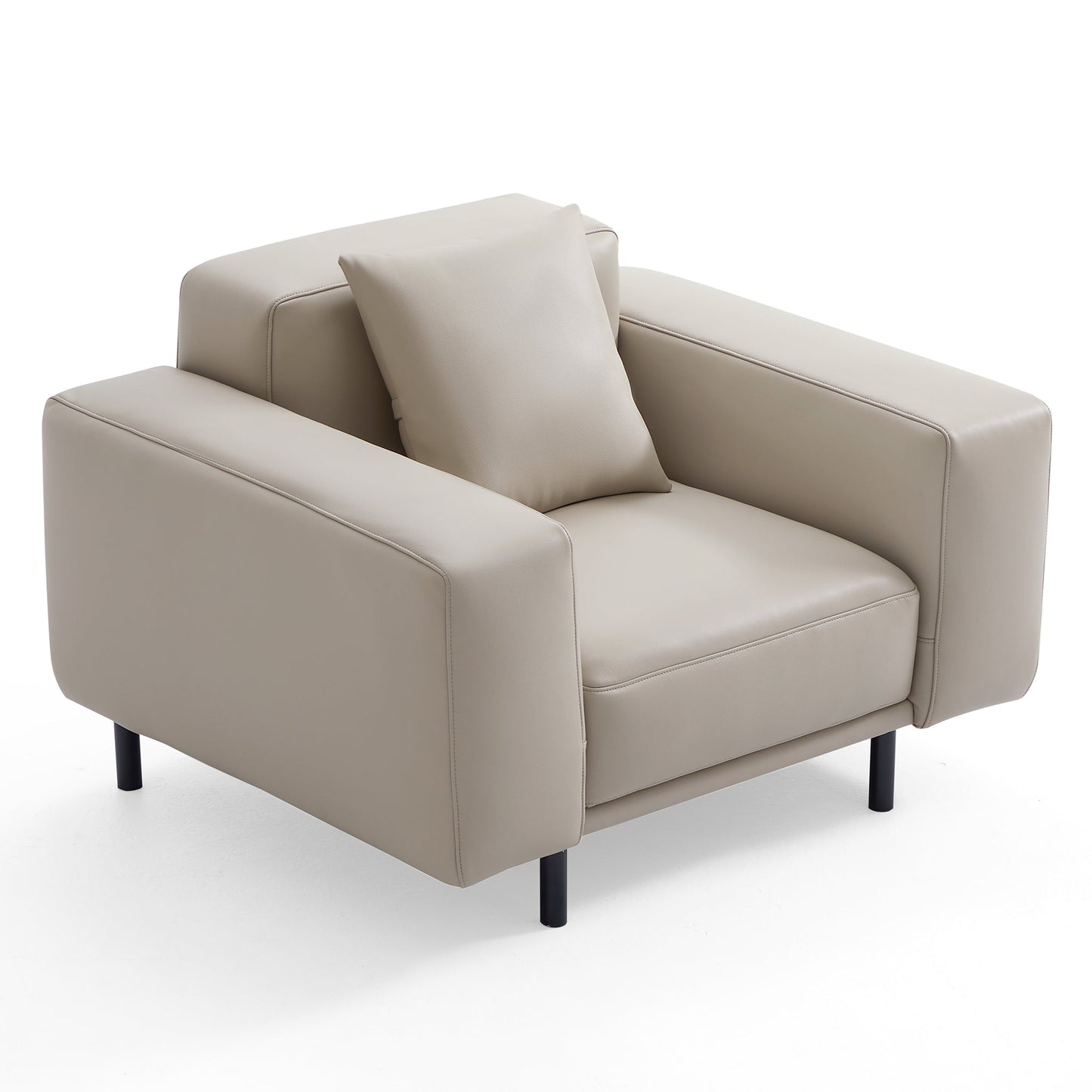 Noble Beige Leather Armchair-Beige