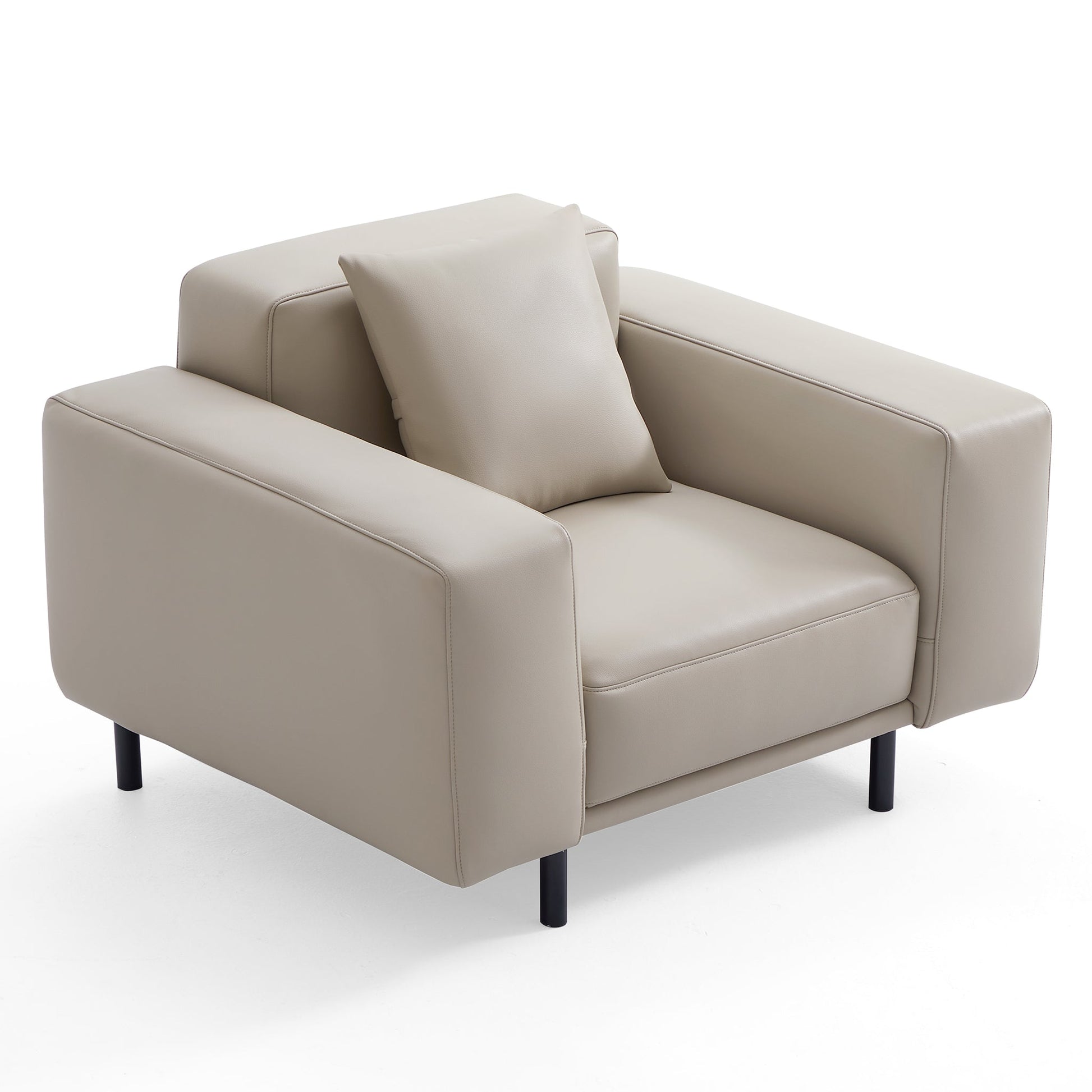 Noble Beige Leather Armchair-Beige