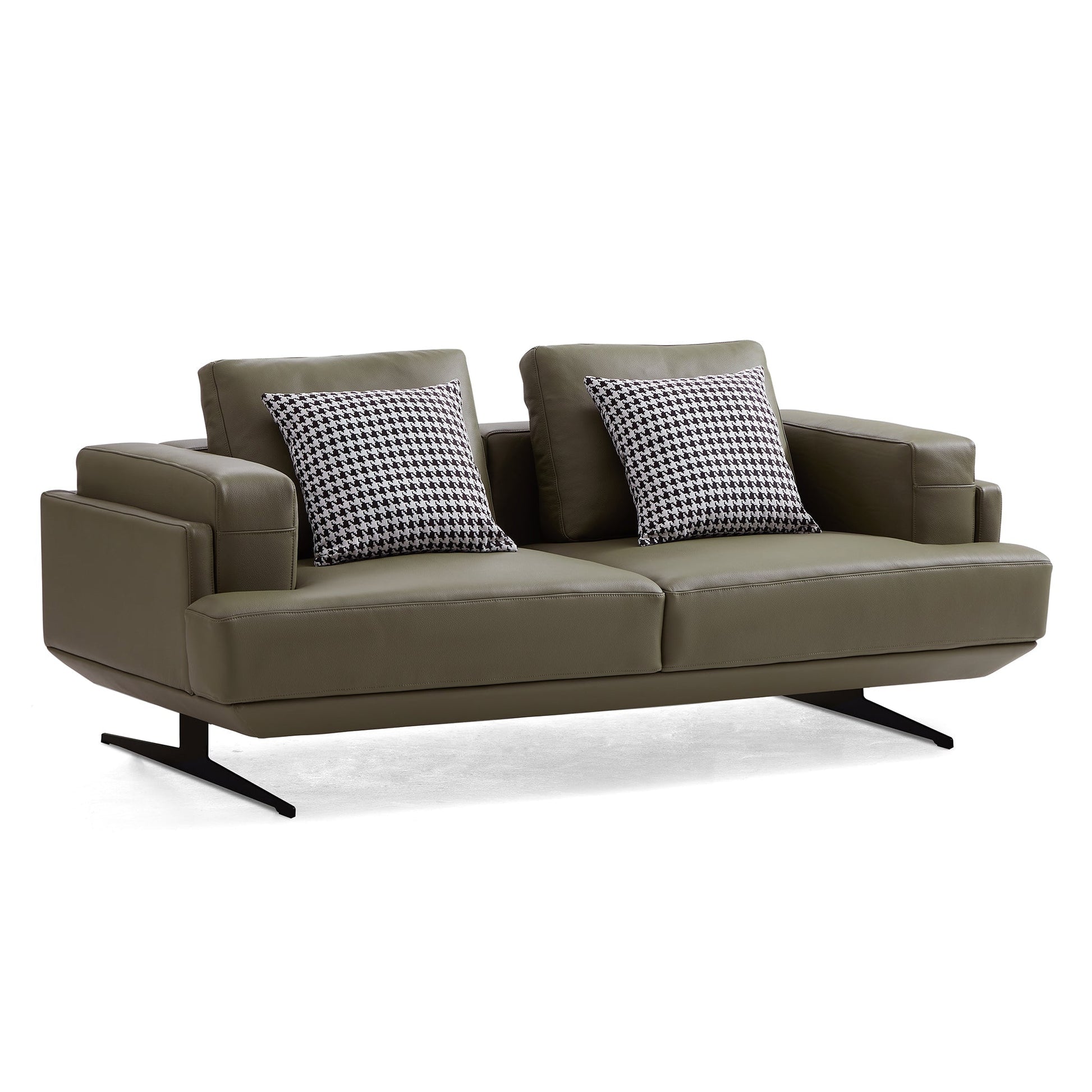 Olivia Top Grain Genuine Leather Sofa Set-Olive