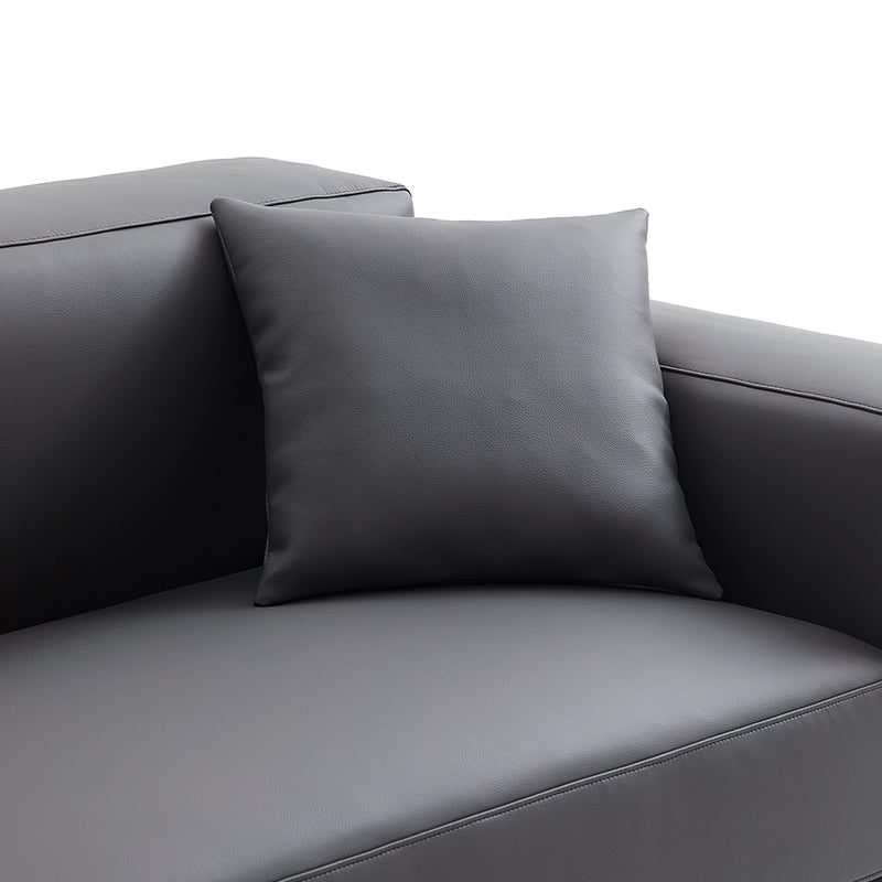 Noble Dark Gray Leather Sofa Set and Ottoman-Dark Gray