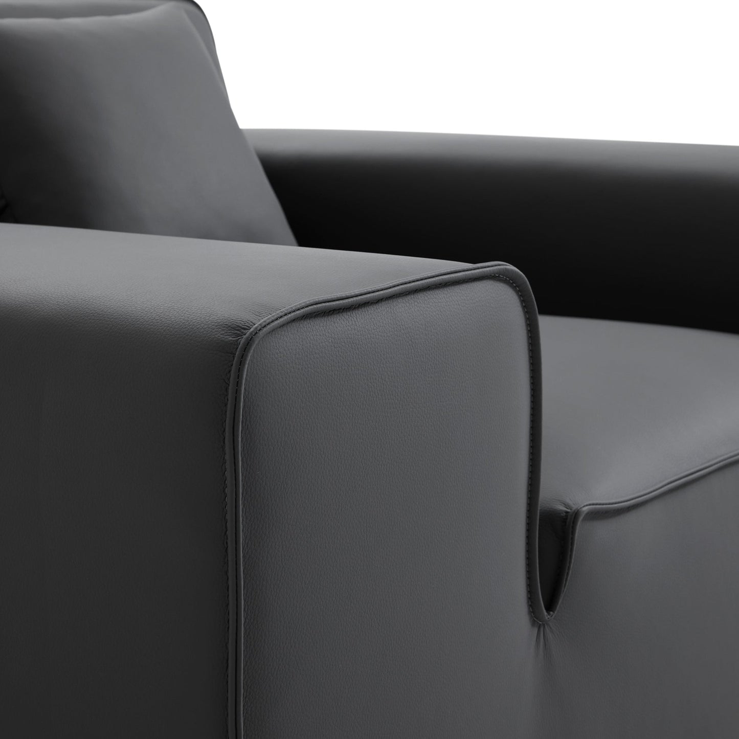 Domus Modular Khaki Leather Armchair-Dark Gray