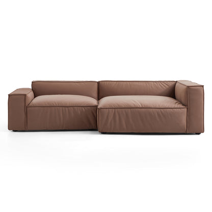 Luxury Minimalist Brown Fabric Sectional-Brown-106.2"-Facing Right