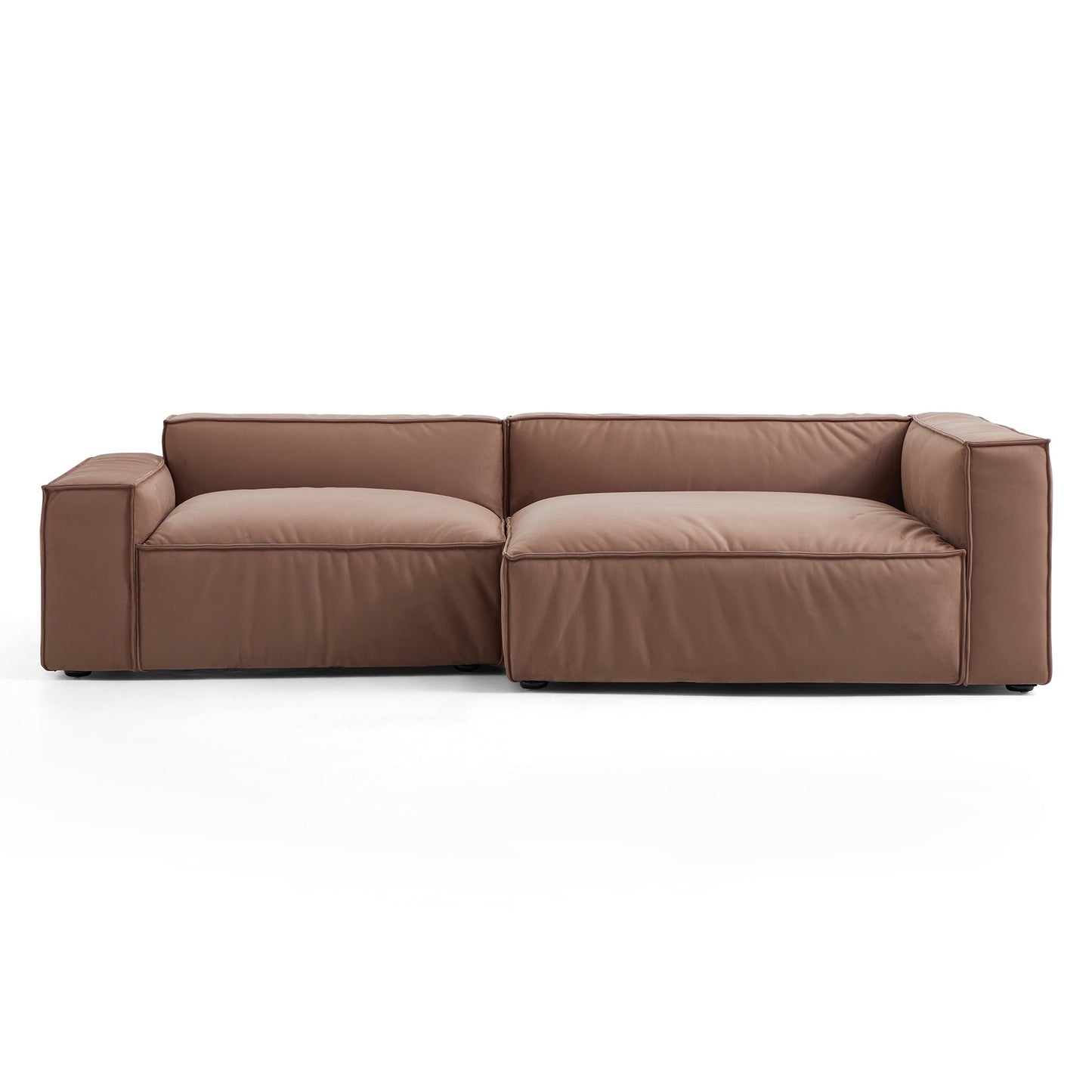 Luxury Minimalist Brown Fabric Sectional Set-Brown-106.2"-Facing Right