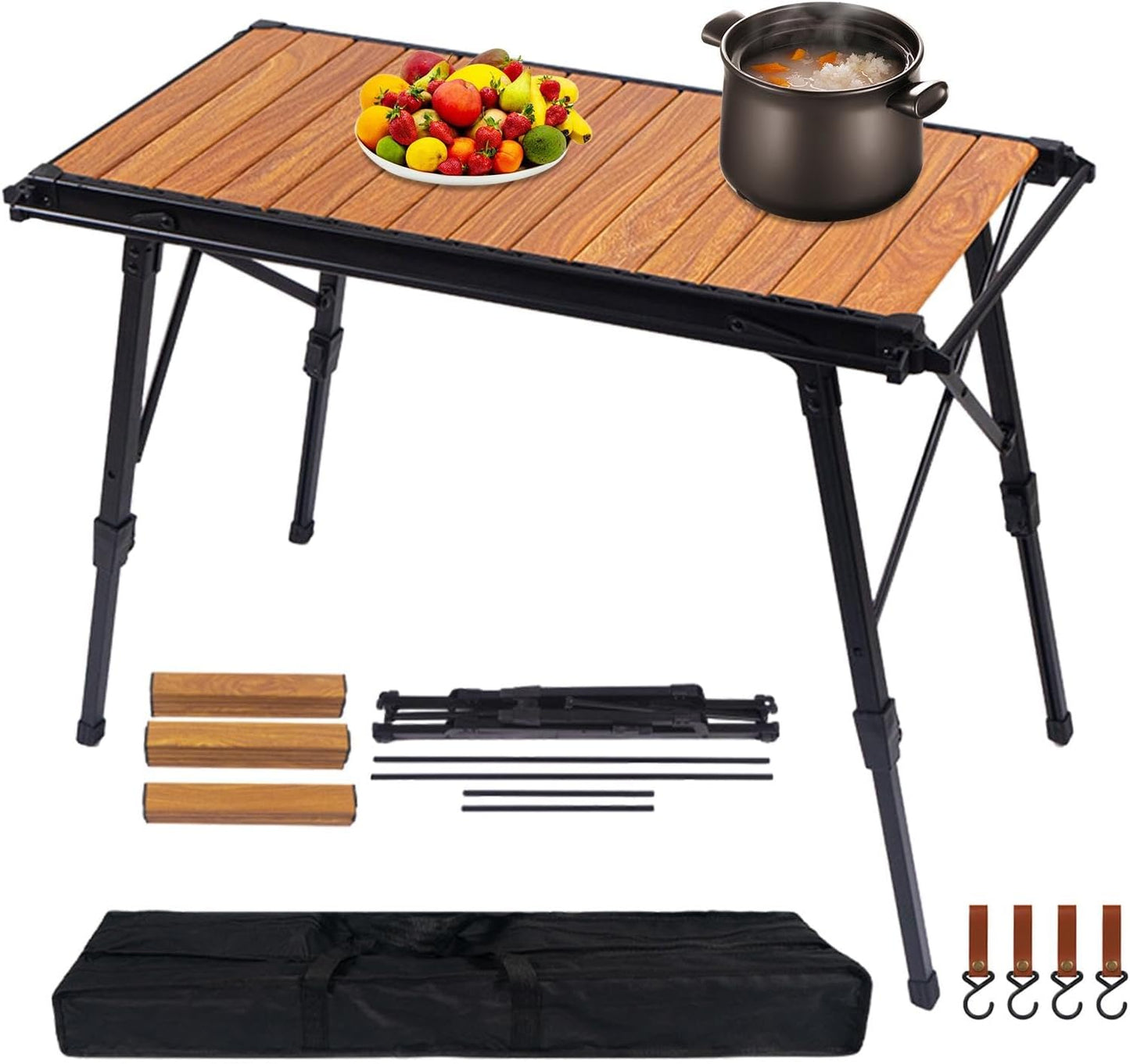 Folding Table - Beach Picnic Rack, Adjustable Height Camping Tables | Portable Folding Counter, Camp Desk with Aluminum Legs, for Outdoor Hiking Fun Home, 18x12.5x55cm