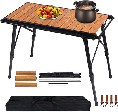Folding Table - Beach Picnic Rack, Adjustable Height Camping Tables | Portable Folding Counter, Camp Desk with Aluminum Legs, for Outdoor Hiking Fun Home, 18x12.5x55cm