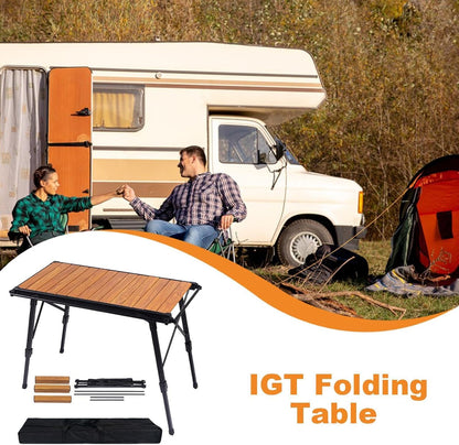 Folding Table - Beach Picnic Rack, Adjustable Height Camping Tables | Portable Folding Counter, Camp Desk with Aluminum Legs, for Outdoor Hiking Fun Home, 18x12.5x55cm