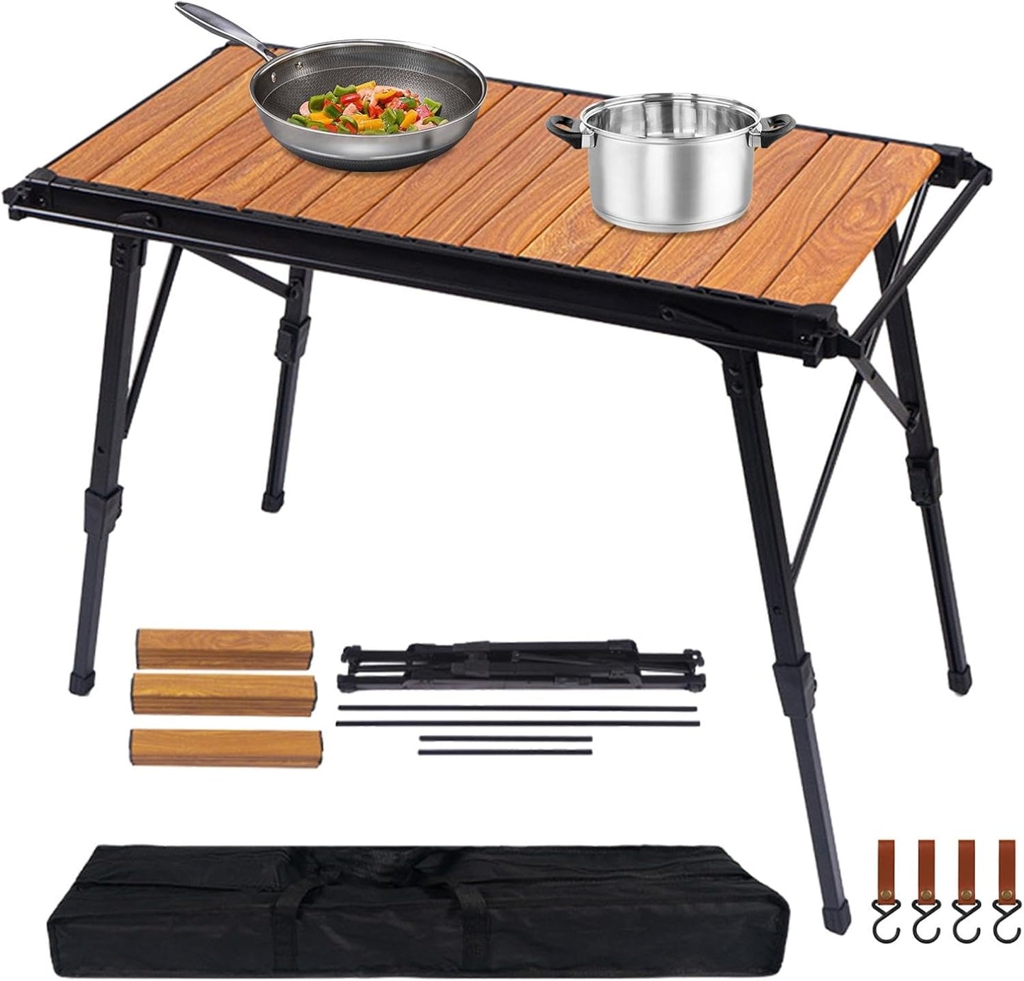 Folding Table - Beach Picnic Rack, Adjustable Height Camping Tables | Portable Folding Counter, Camp Desk with Aluminum Legs, for Outdoor Hiking Fun Home, 18x12.5x55cm