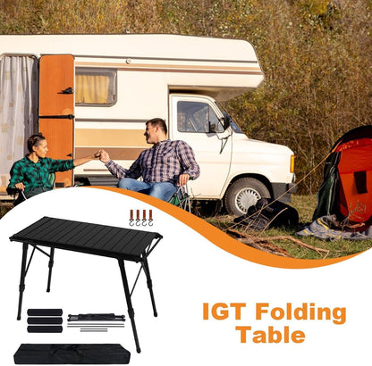 Folding Table - Beach Picnic Rack, Adjustable Height Camping Tables | Portable Folding Counter, Camp Desk with Aluminum Legs, for Outdoor Hiking Fun Home, 18x12.5x55cm