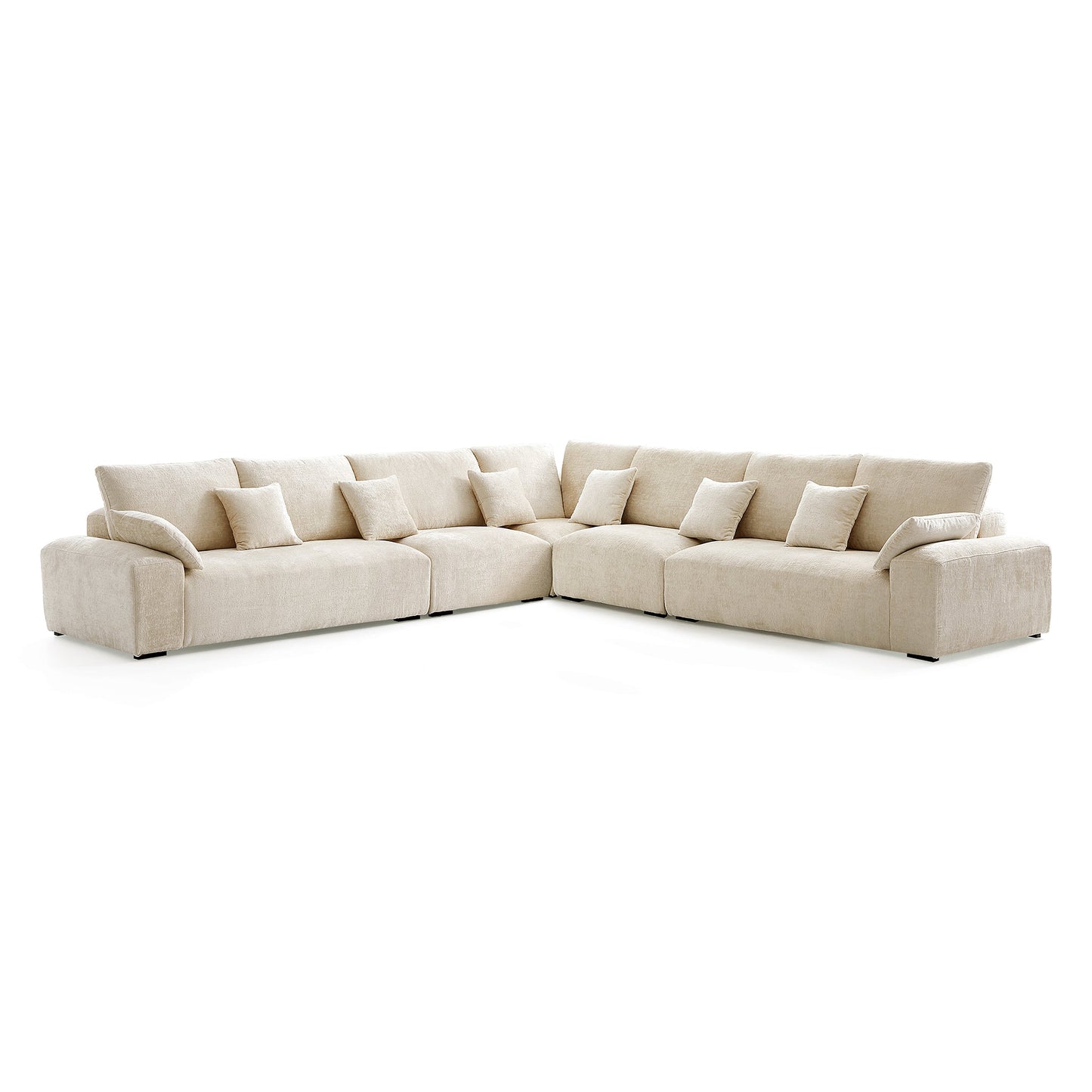 The Empress Gray Corner Sectional Sofa-Beige-144.9"