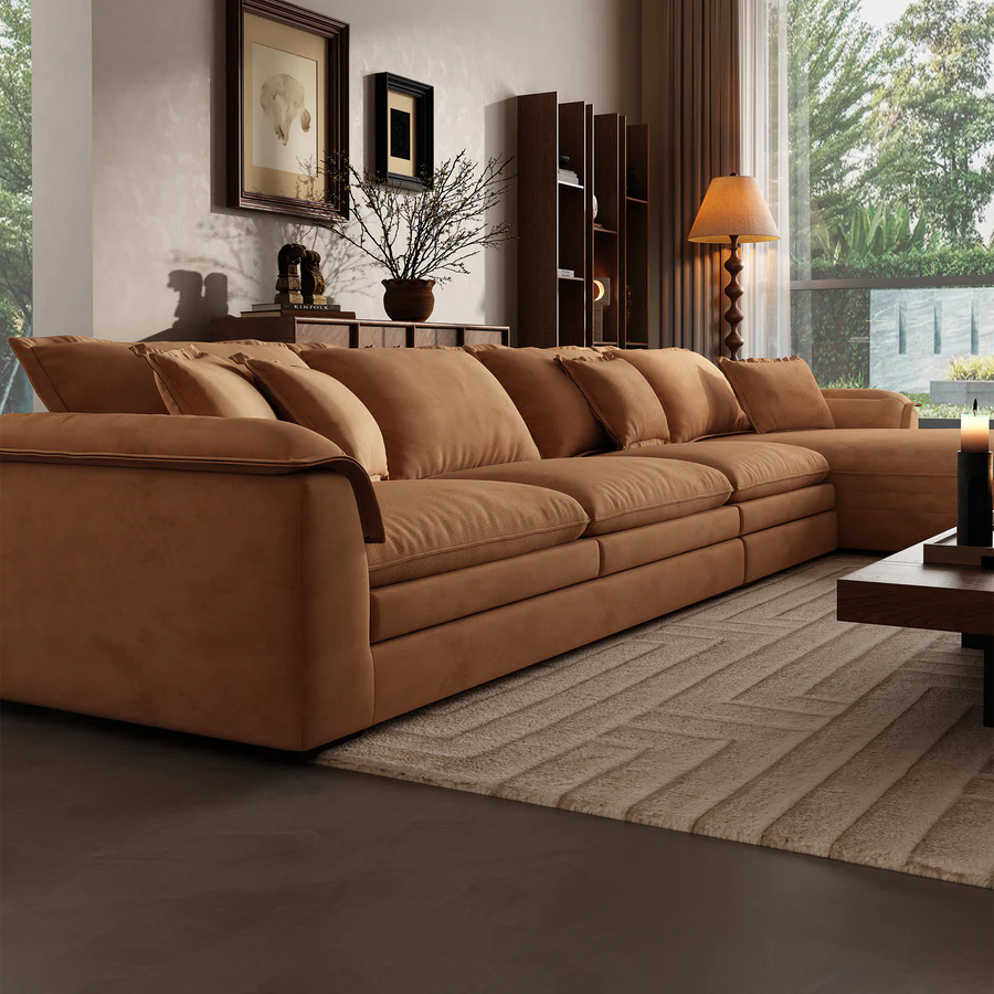 Sandwich Sectional with Chaise / Air Leather