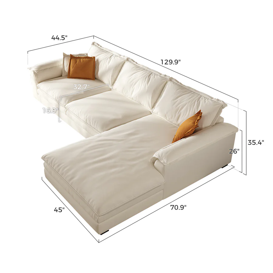 Sandwich Sectional with Chaise / Air Leather