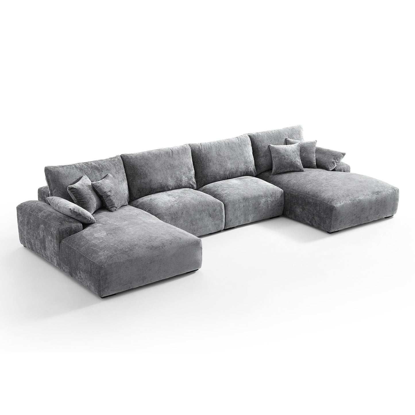 The Empress Beige U-Shaped Sectional Sofa-Gray-161.4"
