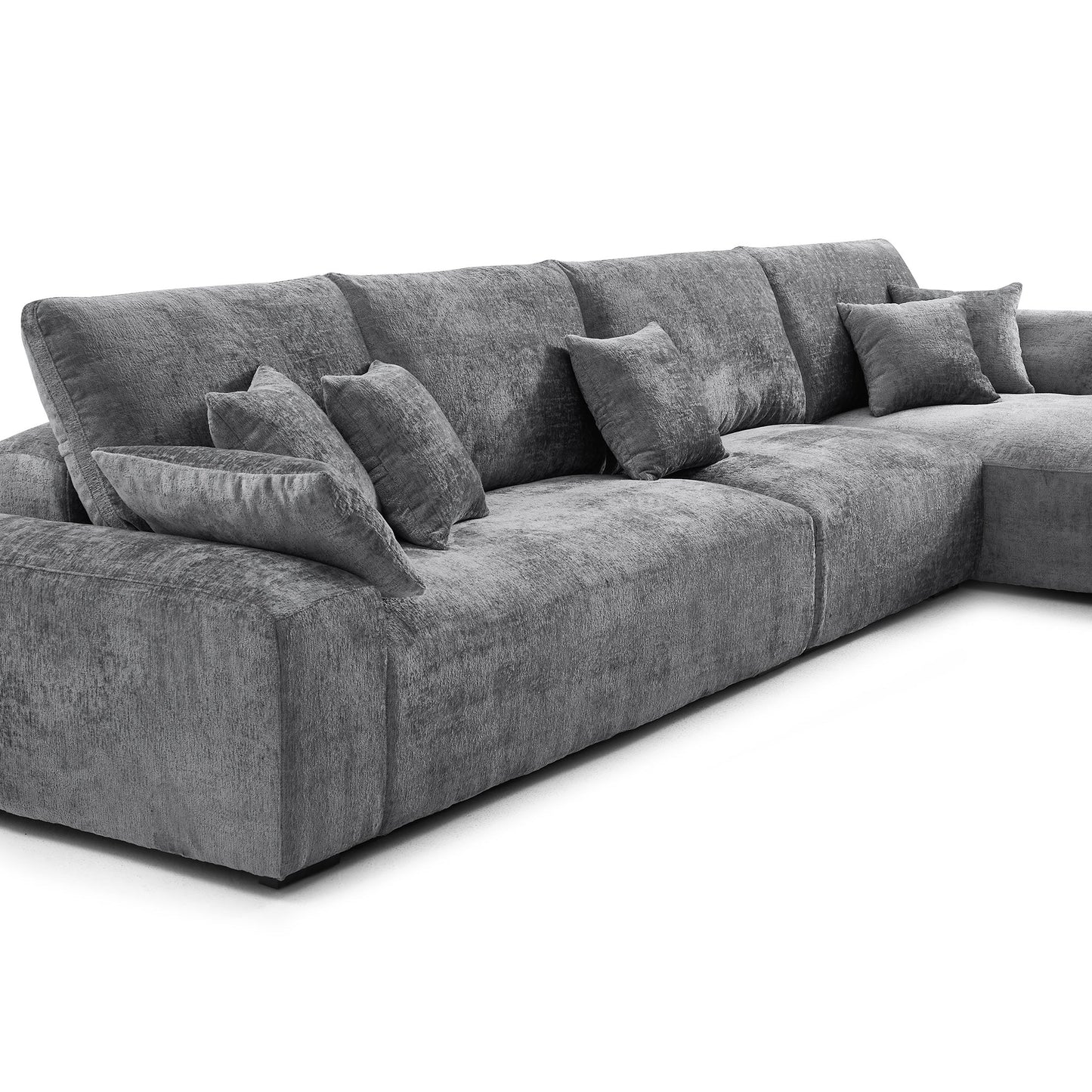 The Empress Beige Sectional-Gray-150.8"-Facing Right