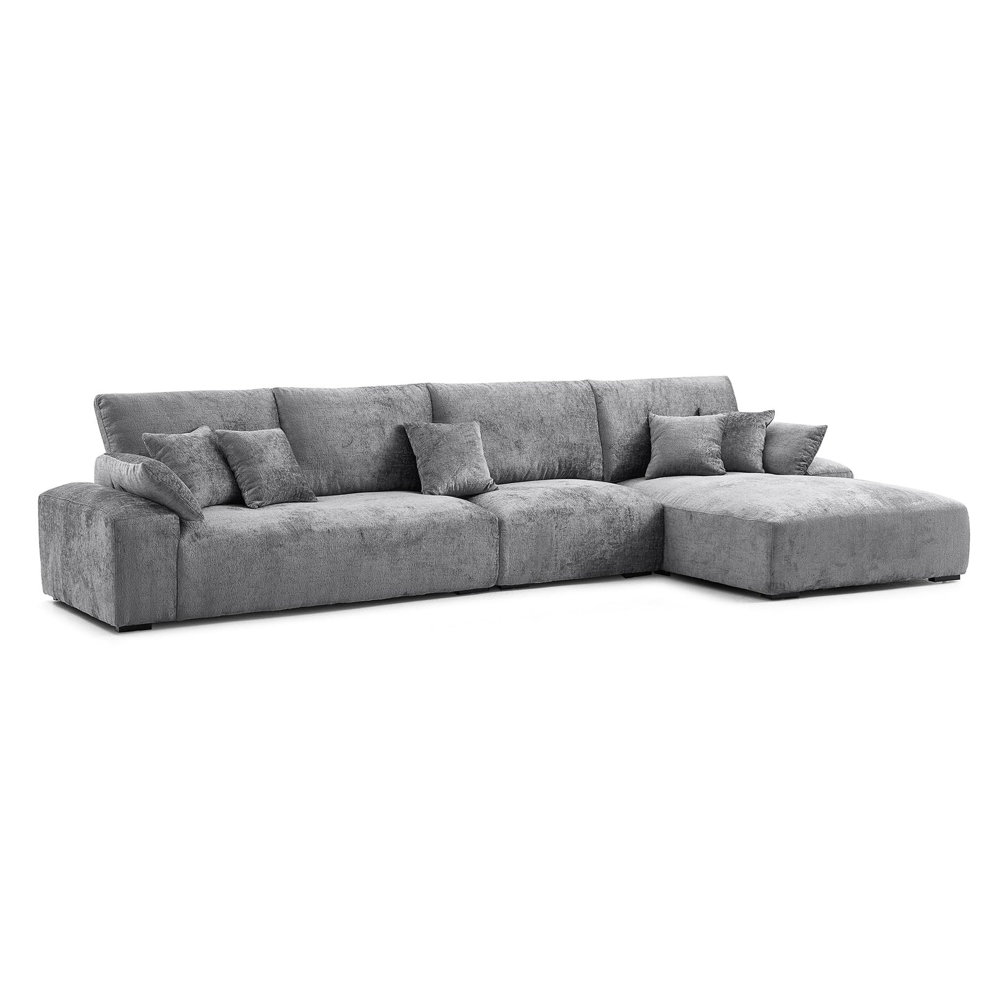 The Empress Gray Sectional-Gray-150.8"-Facing Right