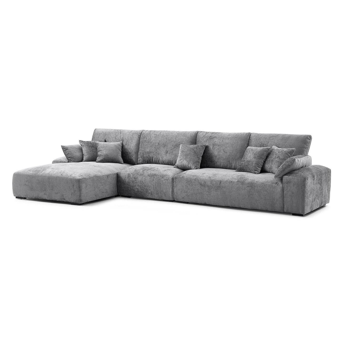 The Empress Gray Sectional-Gray-150.8"-Facing Left