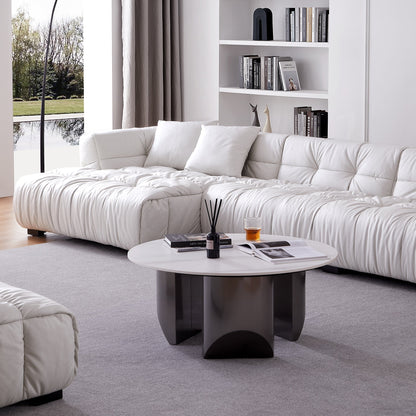 Boba Black Leathaire Sectional Set-White
