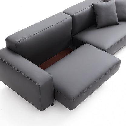 Noble Beige Leather Sofa Set-Dark Gray