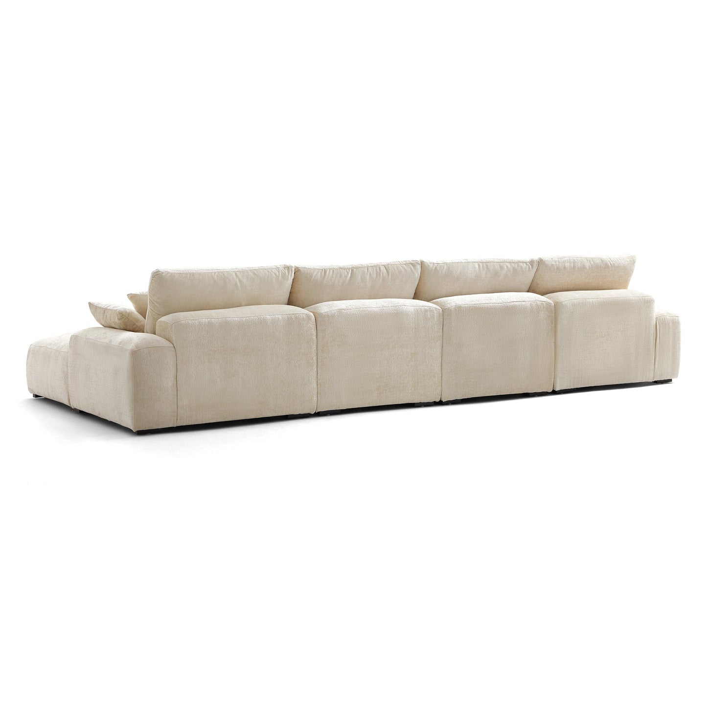 The Empress Navy Blue U Shaped Sectional-Beige-161.4"