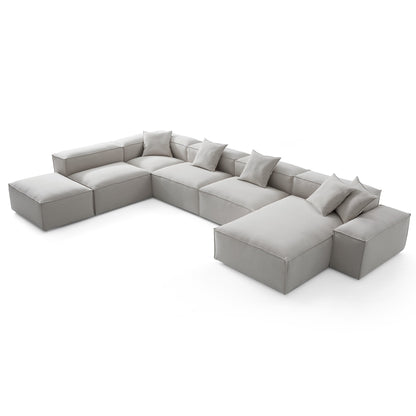 Freedom Modular Gray Open End Sectional Sofa-Gray-177.2"-Low