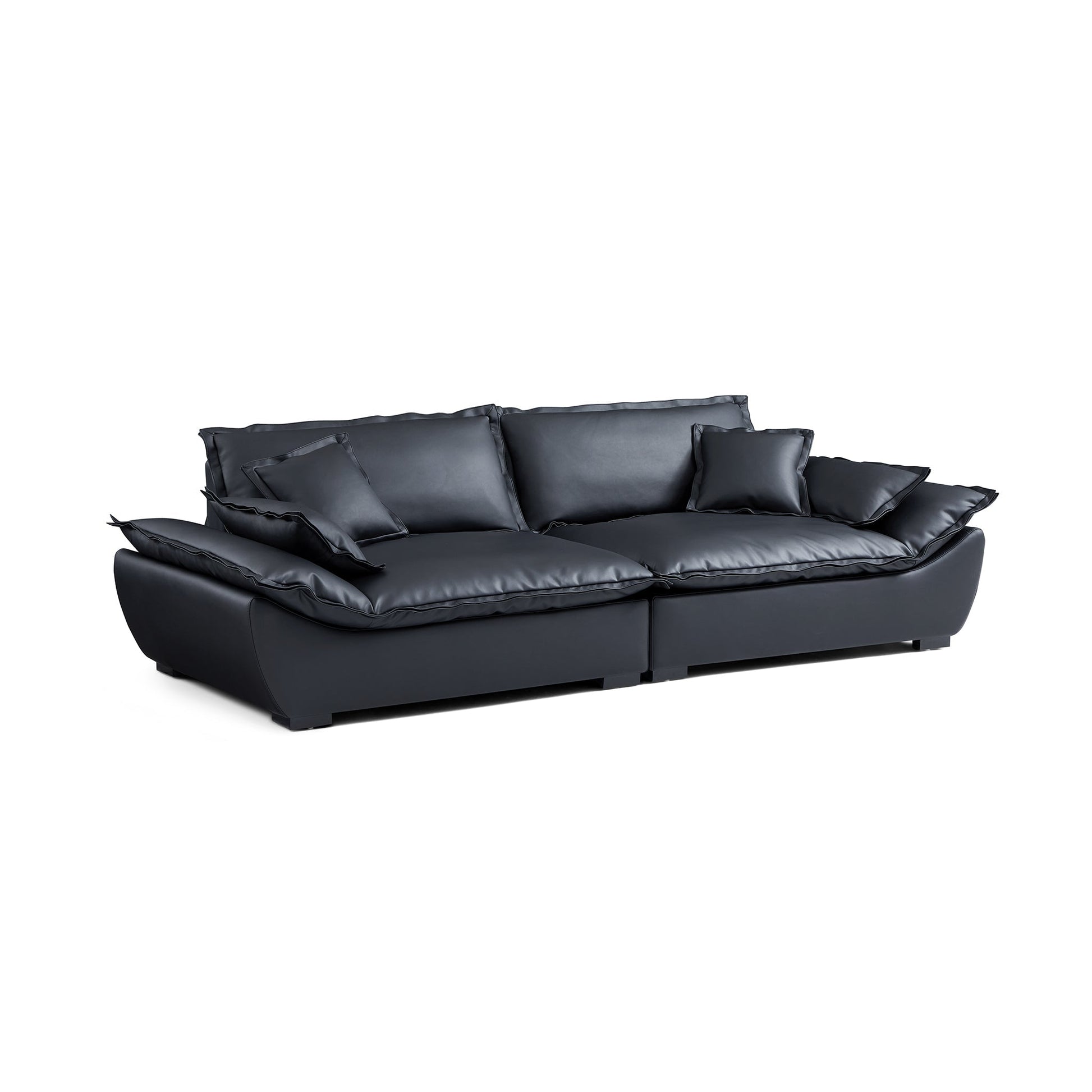 Casper Sailboat Leather Sofa-Black