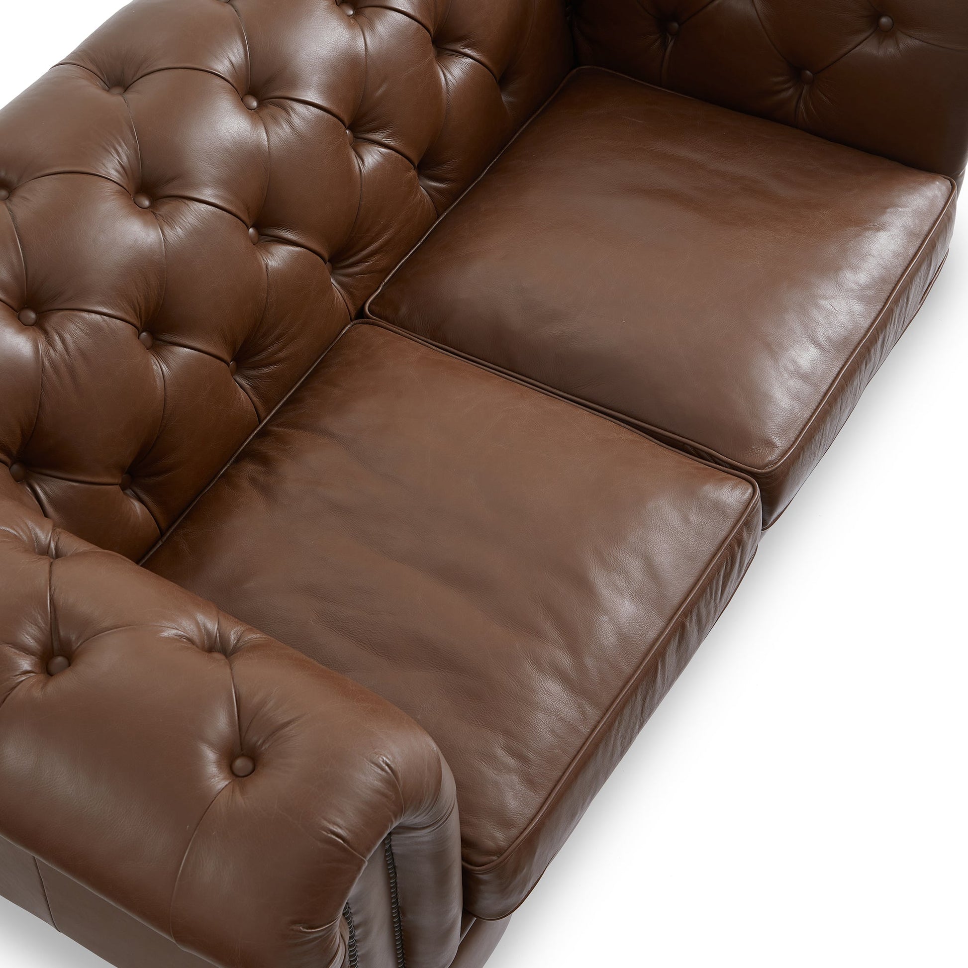 Durango Chesterfield Top Grain Leather Tufted Sofa-Brown
