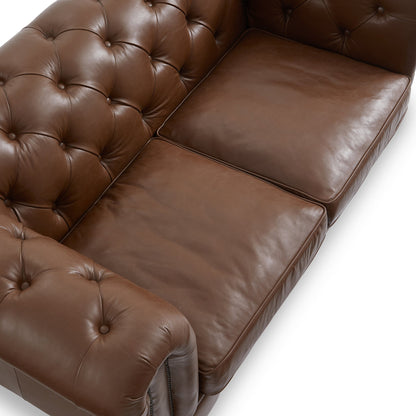 Durango Chesterfield Top Grain Leather Tufted Sofa-Brown