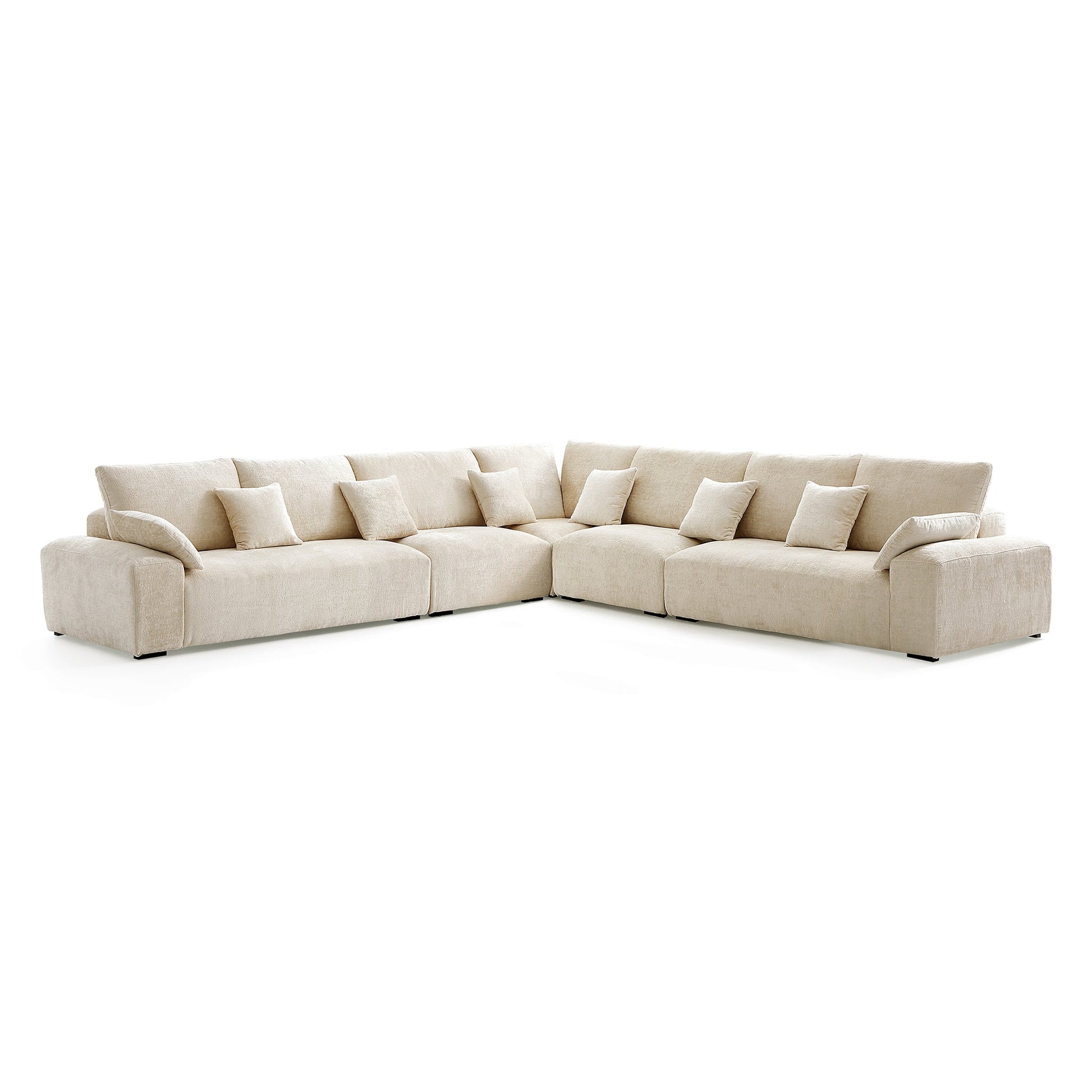 The Empress Beige Corner Sectional Sofa-Beige-144.9"