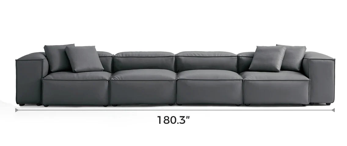 Cube Modular Dark Gray Genuine Leather Sofa