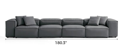 Cube Modular Dark Gray Genuine Leather Sofa