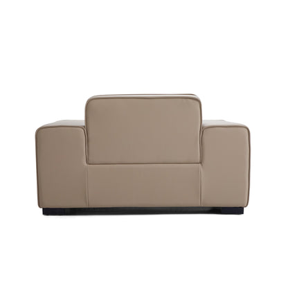 Domus Modular Beige Leather Armchair-Khaki