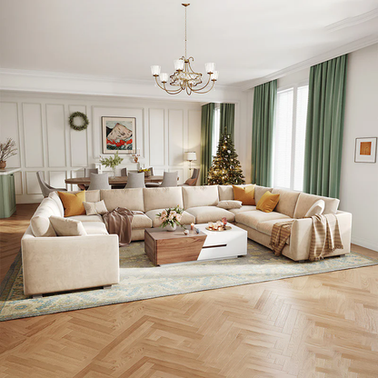 Aalto Boutique Feathers Plume U Sectional Beige / Polyester