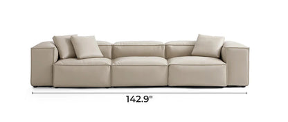 Cube Modular Beige Genuine Leather Sofa