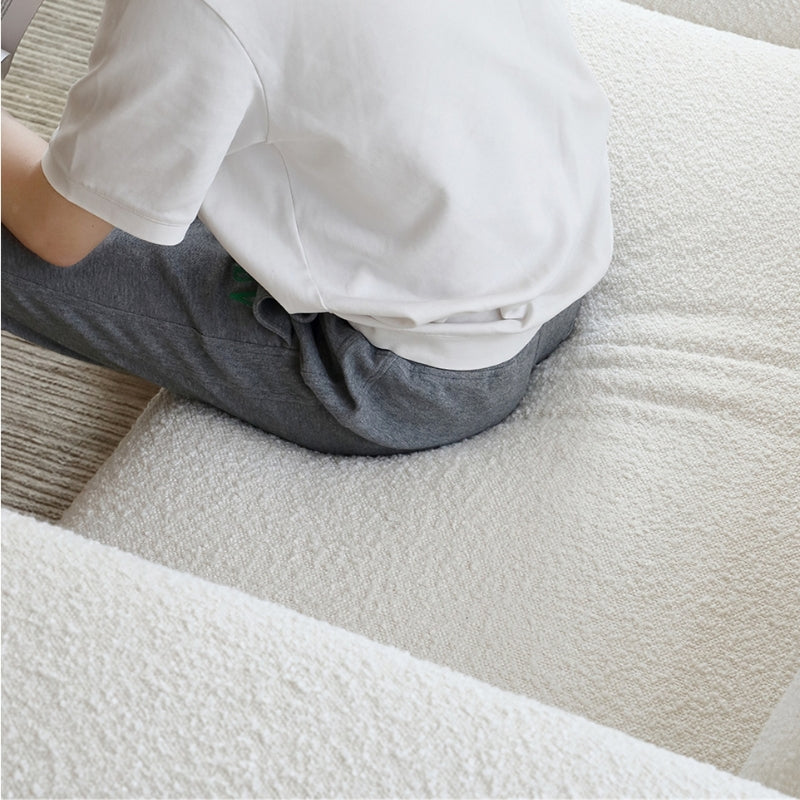 Nordic Modern Creamy Sofa with Ottoman-White