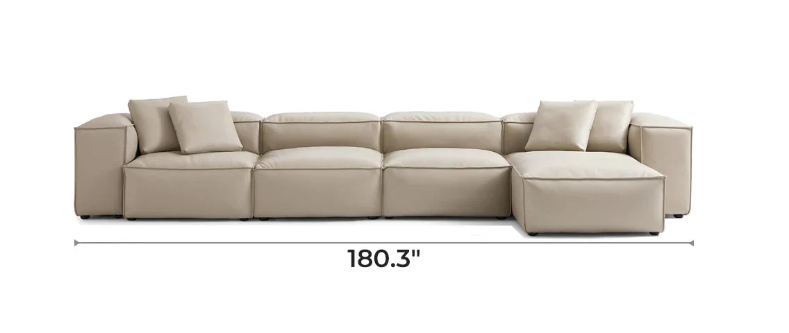Cube Modular Beige Genuine Leather Sectional
