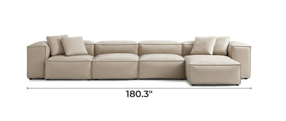 Cube Modular Beige Genuine Leather Sectional