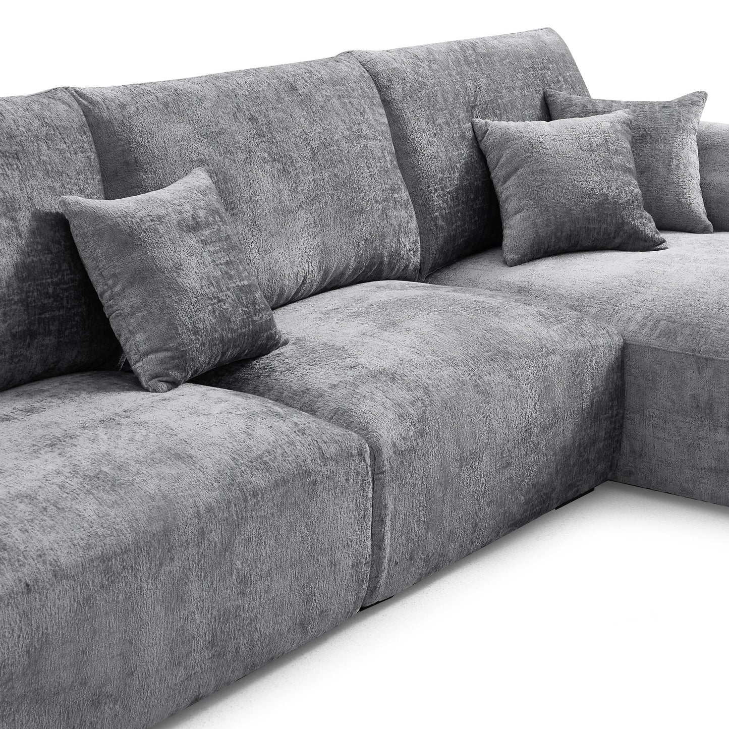 The Empress Beige Sectional-Gray-150.8"-Facing Right