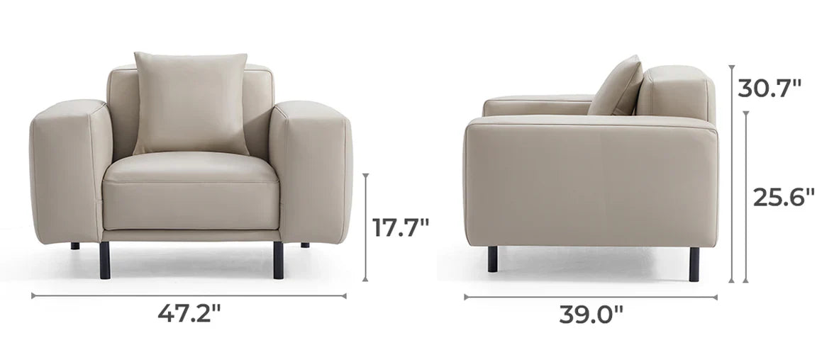 Noble Beige Leather Sofa Set
