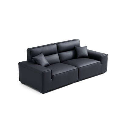 Domus High Back Modular Leather Sofa-Black-94.5"