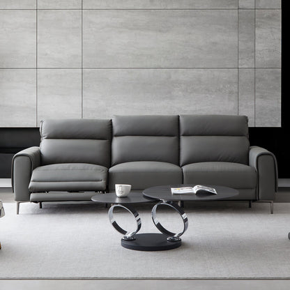 Louis Gray Leather Power Recliner Sleeper Sofa-Gray