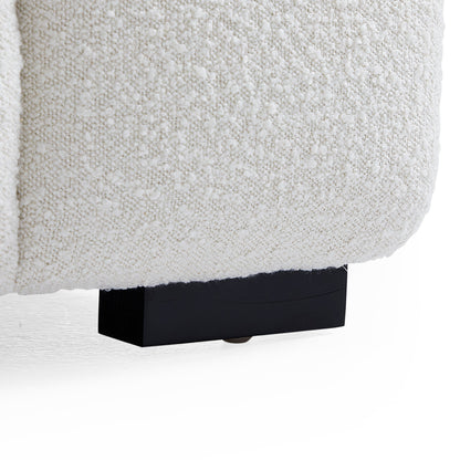 Cushy Cream Boucle Fabric Tufted Armchair-White