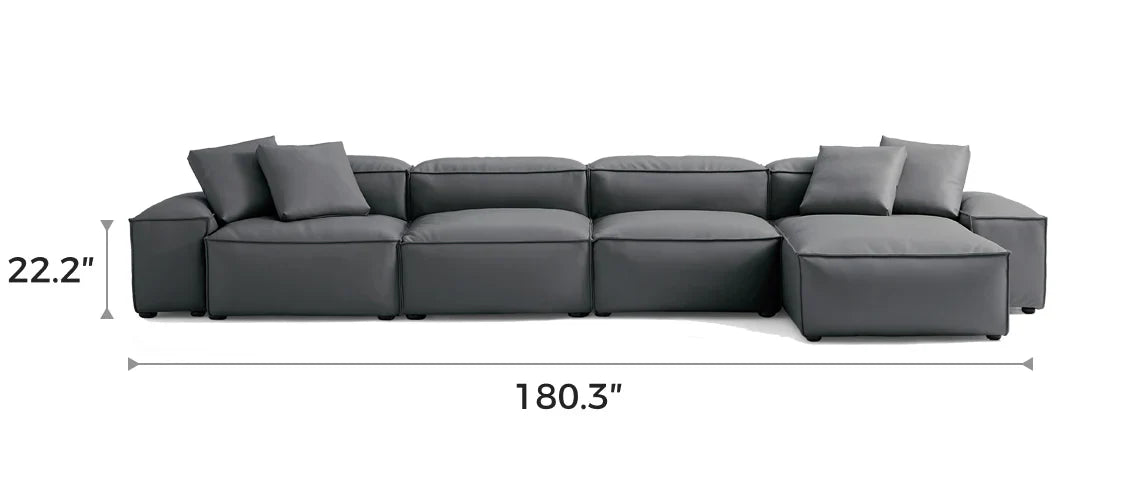 Cube Modular Dark Gray Genuine Leather Sectional