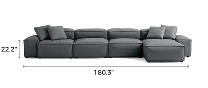 Cube Modular Dark Gray Genuine Leather Sectional