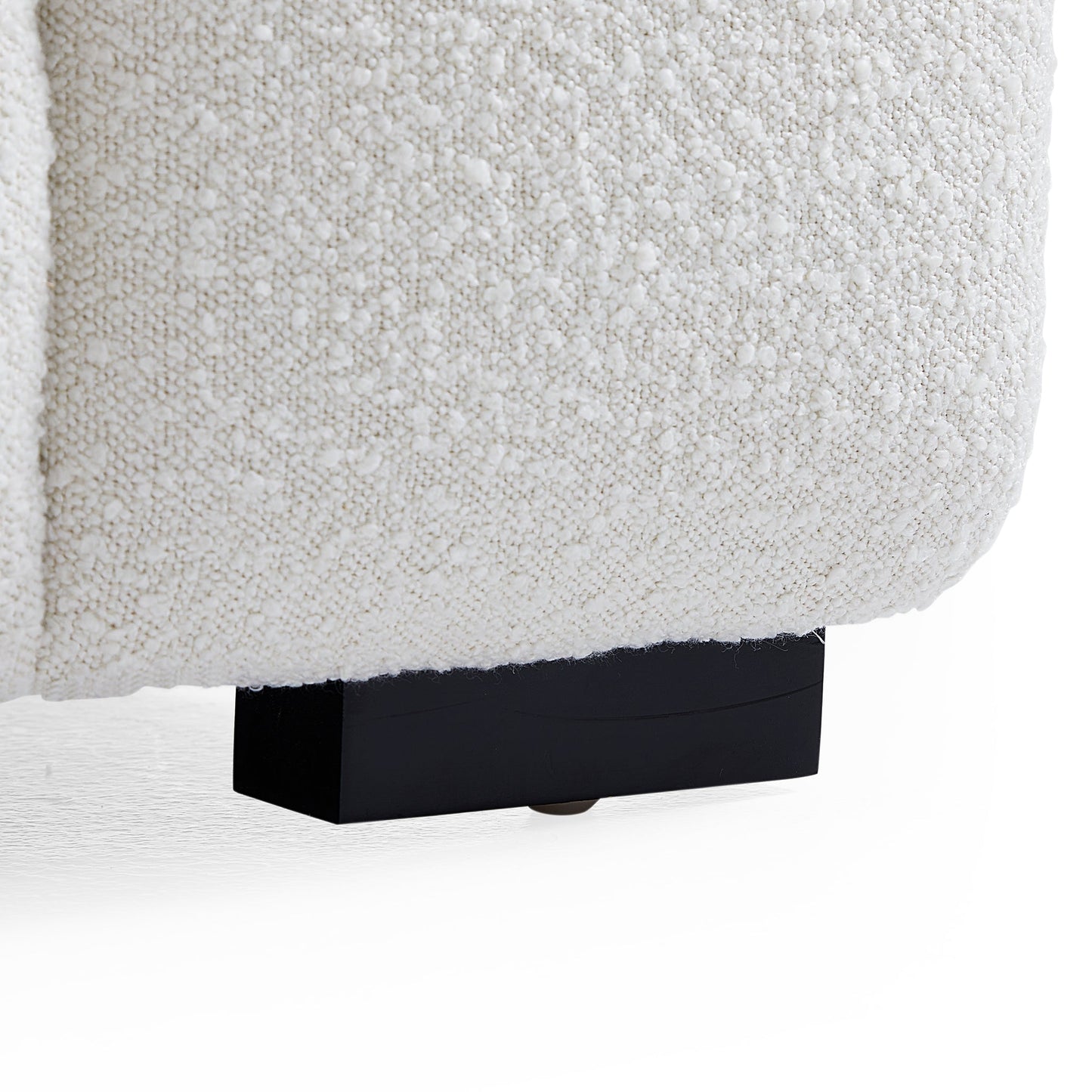 Cushy Cream Boucle Fabric Tufted Sofa-White