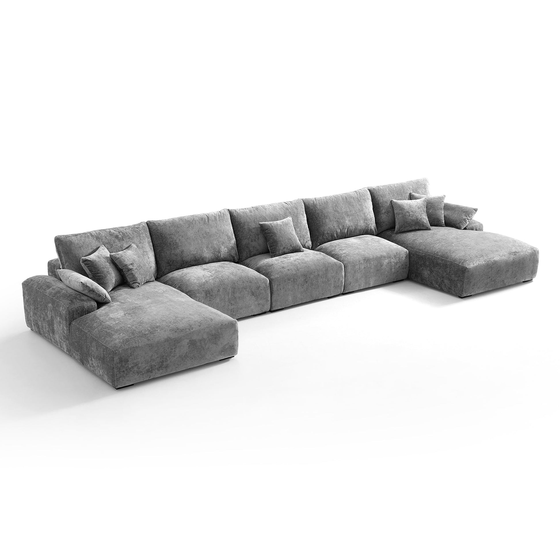 The Empress Beige U-Shaped Sectional Sofa-Gray-196.9"
