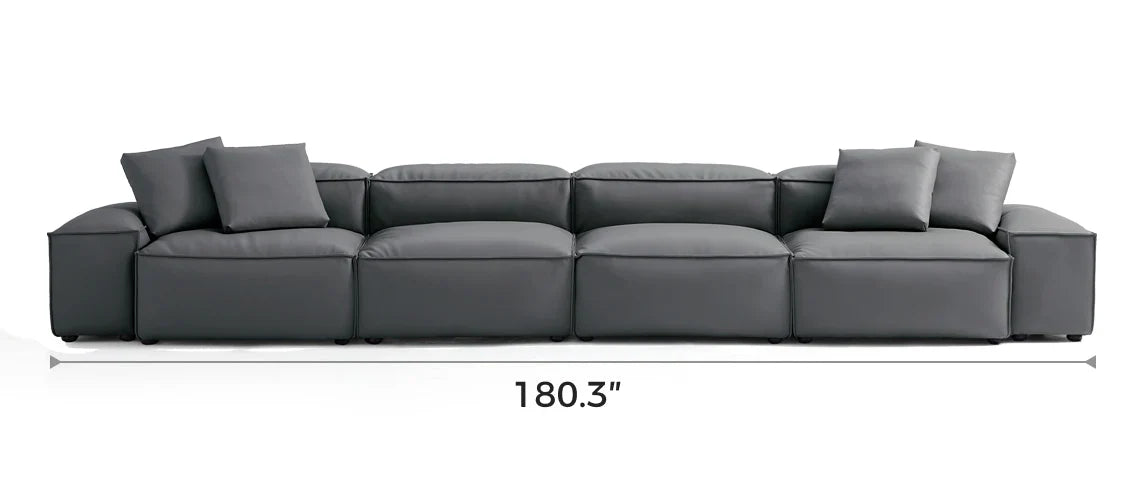 Cube Modular Dark Gray Genuine Leather Sofa