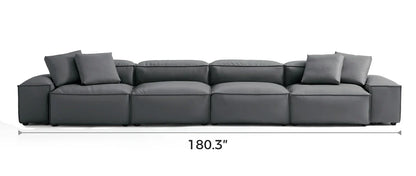 Cube Modular Dark Gray Genuine Leather Sofa