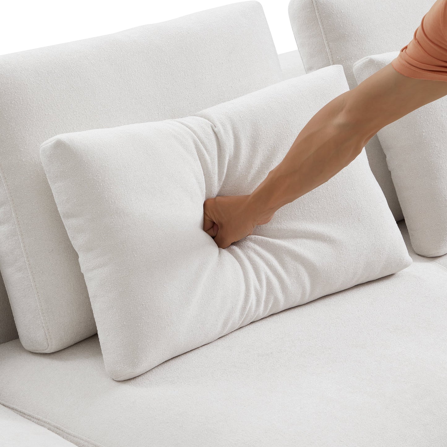 Connery Minimalist White Sectional-White